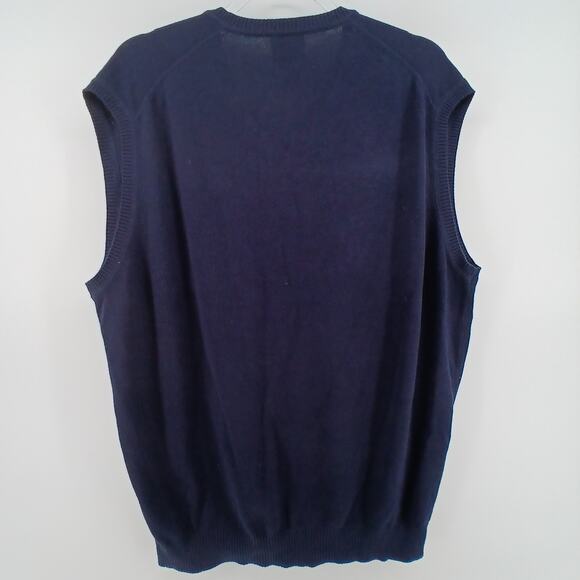 Jos A. Bank Navy Pima Cotton Pull Over Sweater Vest Mens LG Old Money Minimalist - Picture 4 of 7